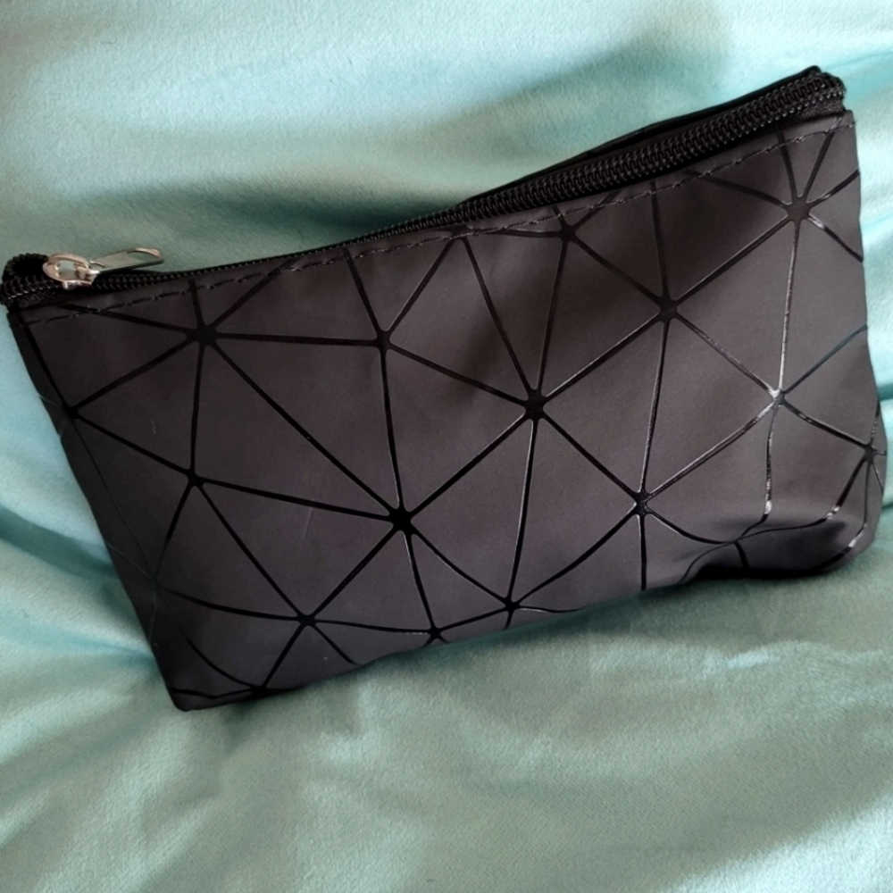 Black Geometric Pattern Makeup Bag